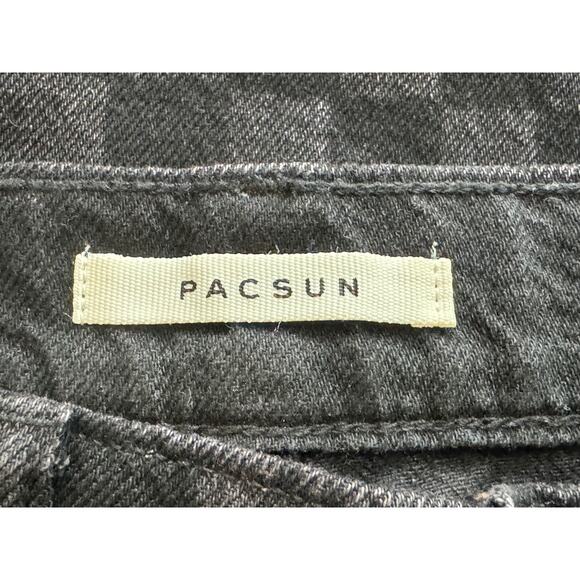 New ~ PACSUN  ~ Eco Black Checker High Waisted Baggy Jeans Size 25 CUTE - Picture 6 of 9